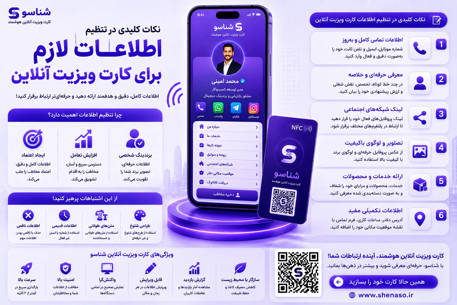 نکات کلیدی در تنظیم اطلاعات لازم برای کارت ویزیت آنلاین