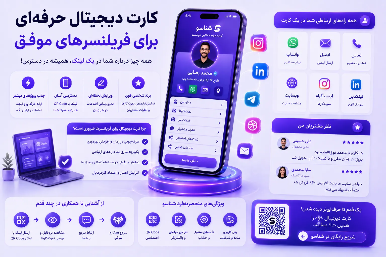 کارت ویزیت آنلاین برای فریلنسرها